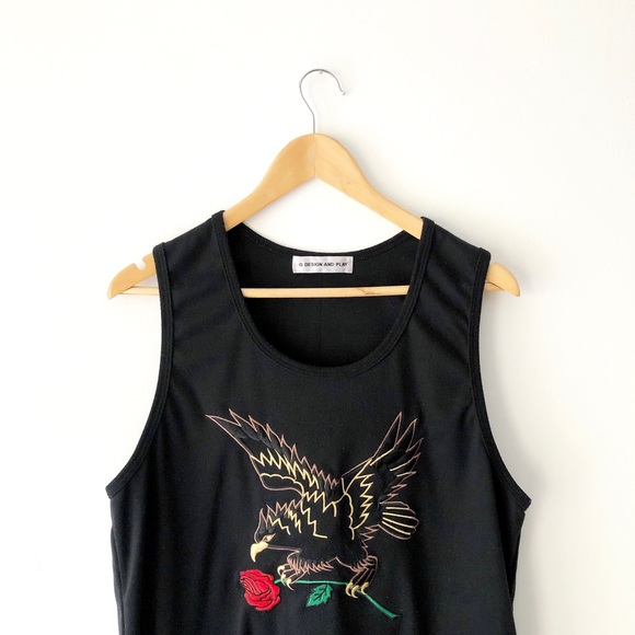 Embroidered Eagle and Rose Tank Top - Picture 2 of 5